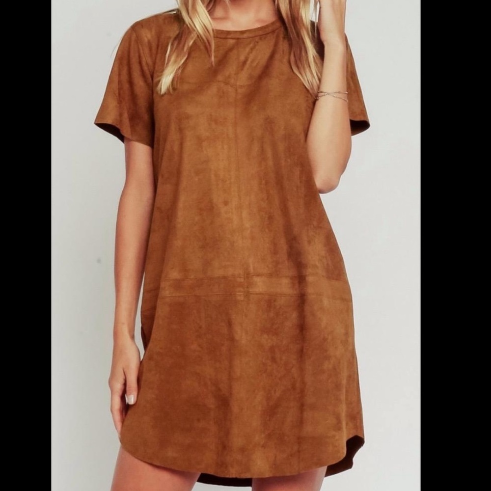 NWT Olivaceous Suede mini dress Tan/Brown